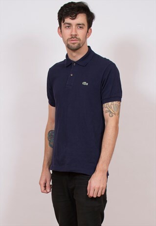 VINTAGE LACOSTE NAVY BLUE POLO SHIRT M