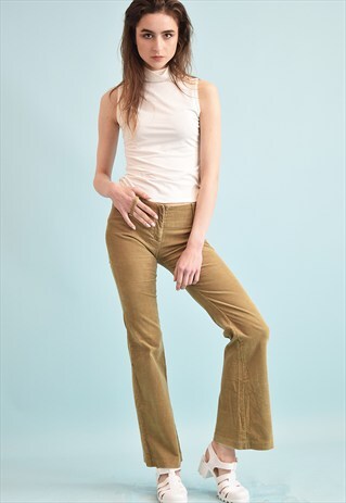 90'S RETRO CORDUROY FLARE REGULAR WAIST TROUSERS