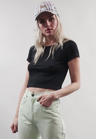 VINTAGE 90'S MOSCHINO CROP BLACK T-SHIRT