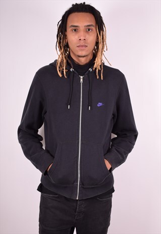 NIKE MENS VINTAGE HOODIE JACKET MEDIUM BLACK 90S