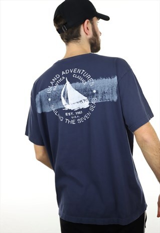 VINTAGE NAUTICA GRAPHIC T SHIRT NAVY