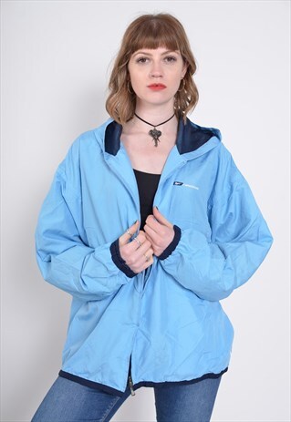 VINTAGE REEBOK HOODED SHELL JACKET BLUE
