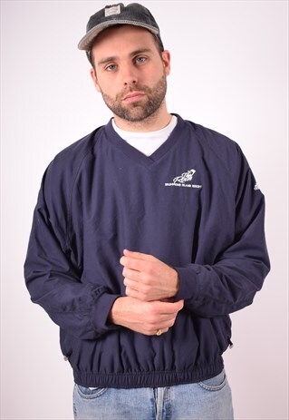 ADIDAS MENS VINTAGE PULLOVER TRACKSUIT TOP XL BLUE 90S