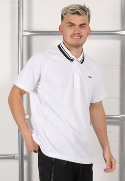 Vintage Adidas Polo Shirt in White Short Sleeve Top Medium