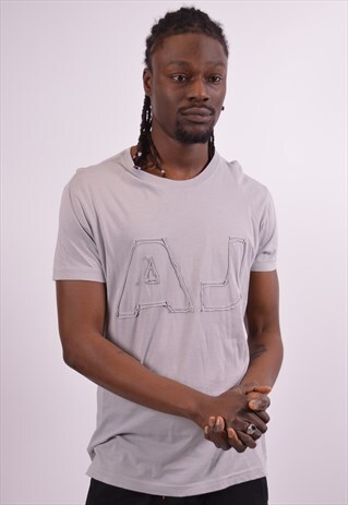 ARMANI JEANS MENS VINTAGE T-SHIRT TOP XL GREY 90S
