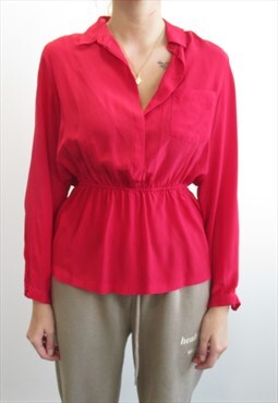 70s Vintage Preppy Blouse with Elasticated Waistband