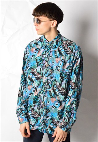 VINTAGE 90S COLOURFUL ABSTRACT LONG SLEEVE SHIRT