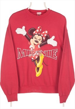 Vintage Disney - Red Printed Minnie Spellout Sweatshirt- Sma