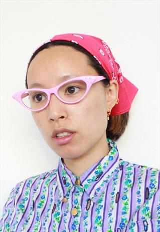 BABY PINK CLEAR LENS CAT EYE