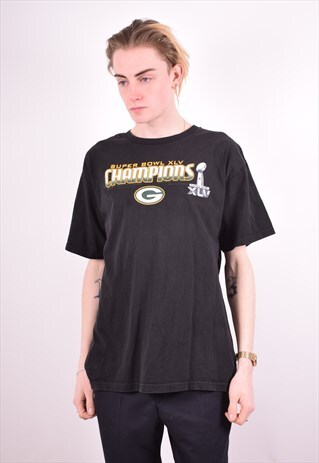 NFL MENS VINTAGE T-SHIRT TOP LARGE BLACK 90S