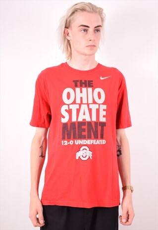 NIKE MENS VINTAGE OHIO STATE T-SHIRT TOP LARGE RED 90S