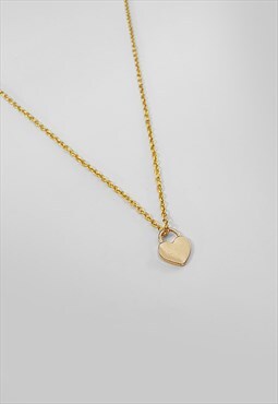 54 Floral Small Charm Heart Pendant Necklace Chain - Gold