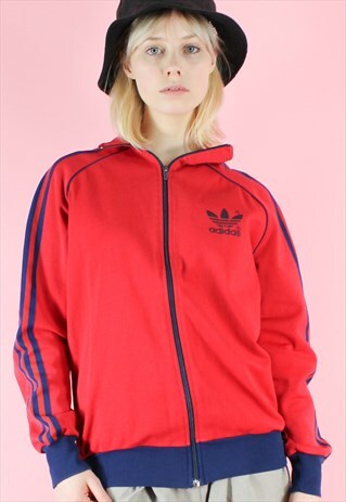 VINTAGE 90S ADIDAS TRACK JACKET Y2K RED OLD SCHOOL TECHNO