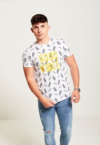 GOOD VIBES SLOGAN WHITE T-SHIRT