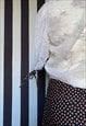 VINTAGE 70S MINI BOHEMIAN DRESS, WHITE BROWN, UK8 SMALL