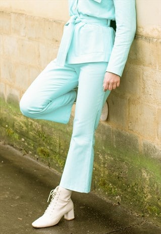Organic Cropped Trousers - Turquoise