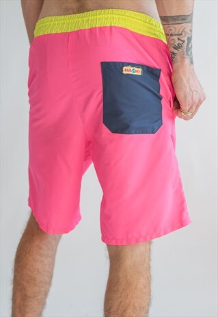 VINTAGE 80S FUNKY PINK BEACH SHORTS