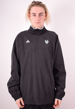 ADIDAS MENS VINTAGE PULLOVER JACKET XL BLACK 90S