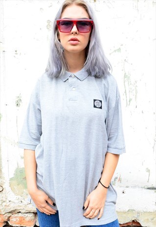 STONE ISLAND GREY POLO T-SHIRT