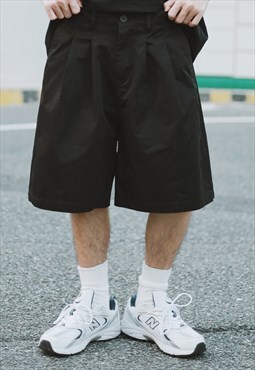 Black Cargo Cotton Relaxed Fit shorts Y2k
