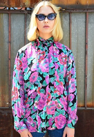 80S VINTAGE SHIRT WITH FLOWERS