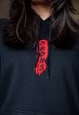 HOODIE IN BLACK WITH RED DRAGON EMBROIDERY