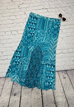 Blue Patterned Skirt Size 18