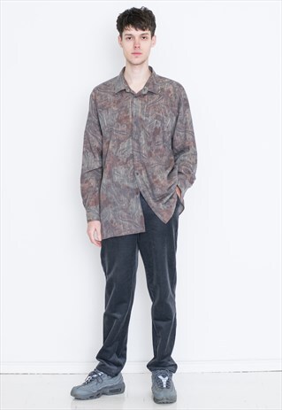 VINTAGE MULTI PATTERNED STRIPE LONG SLEEVE RETRO SHIRT