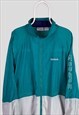VINTAGE REEBOK GREEN SHELL JACKET SPELL OUT EMBROIDERED XL