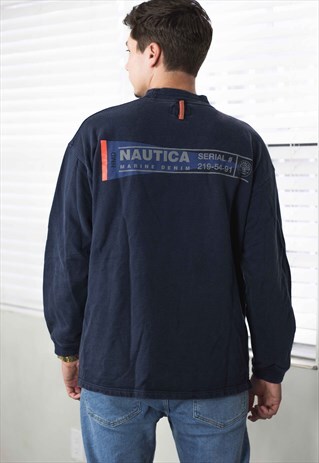 VINTAGE NAUTICA SWEATSHIRT JUMPER LOGO 90S L 19