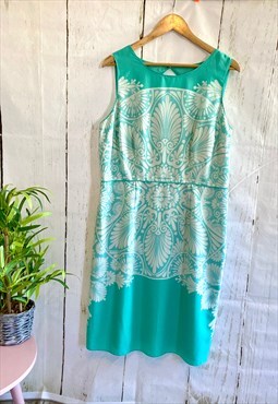 Vintage Plus Size Turquoise Floral 90's Shift Dress