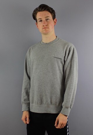 VINTAGE DIADORA SWEATSHIRT IN GREY WITH EMBROIDERED LOGO. SI