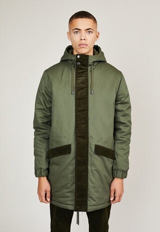 GREEN HOODED PADDED PARKA COAT
