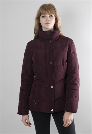 VINTAGE 90S CALVIN KLEIN MAROON PUFFER JACKET COAT
