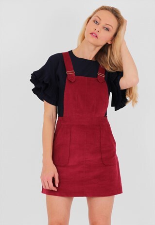CORDUROY PINAFORE BIB SKATER DRESS