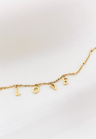 DELICATE LOVE CHARM BRACELET GOLD PLATED STAINLESS STEEL