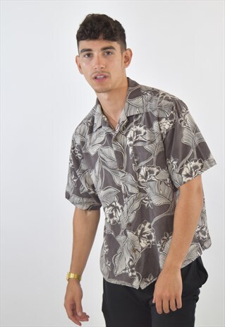 VINTAGE BROWN HAWAIIAN 90S PATTERN SHIRT