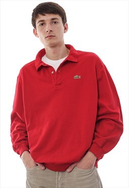 Vintage LACOSTE Sweatshirt Collar Sweater 80s Red