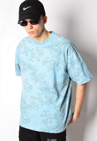 VINTAGE 90S BLUE FLOWER SUMMER FESTIVAL T-SHIRT