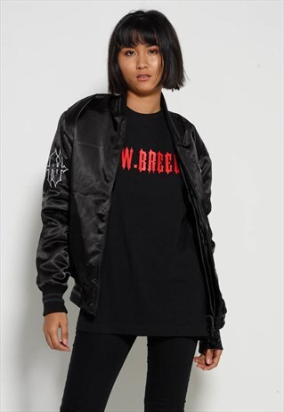 BLACK RED GOTHIC BOMBER JACKET - WOMENS