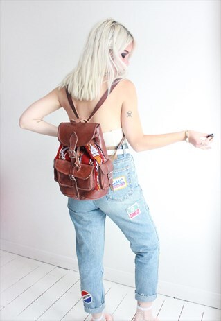 VINTAGE 90S LEATHER KILIM CARPET RUCKSACK