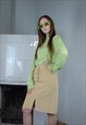 VINTAGE 90'S CORDUROY INDIE BUTTON FUNKY MIDI SKIRTS YELLOW