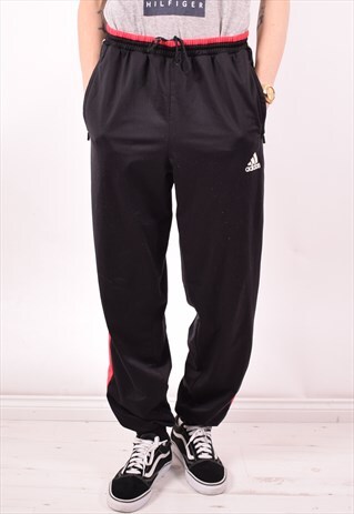ADIDAS MENS VINTAGE TRACKSUIT TROUSERS XL BLACK 90S