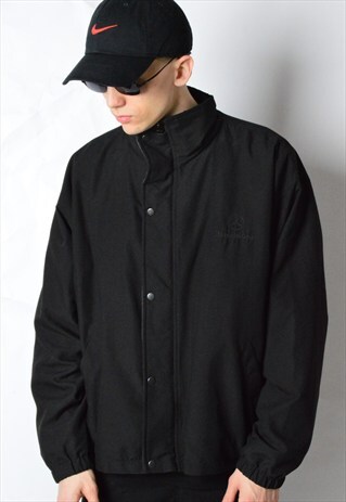 90S BLACK CORDUROY COLLAR EMBROIDERED MERCEDES BENZ JACKET