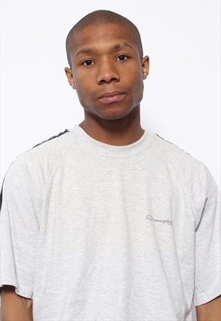 VINTAGE CHAMPION TAPE LOGO T-SHIRT GREY