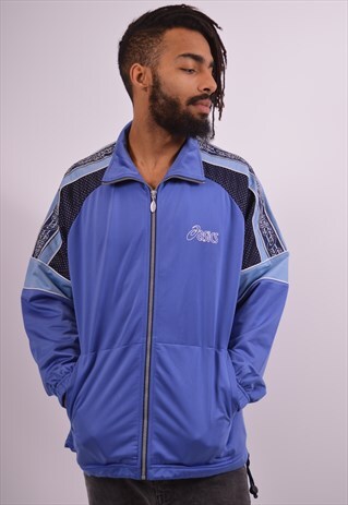 ASICS MENS VINTAGE TRACKSUIT TOP JACKET LARGE PURPLE 90S