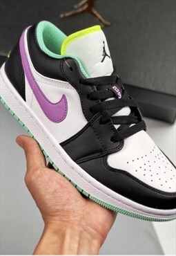 Custom rflctve lace air jordan 1 low "purple and green glow"