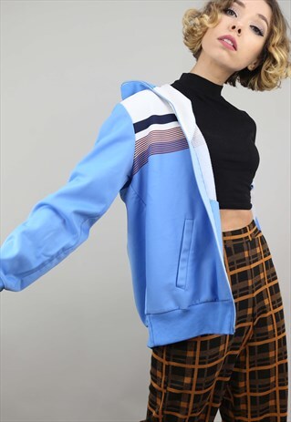 VINTAGE 90S OVERSIZED ADIDAS TRACK TOP BLUE
