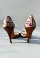 FENDI HEELS ZUCCA ZUCCHINO OPEN TOE FF LOGO D'ORSAY EU 37