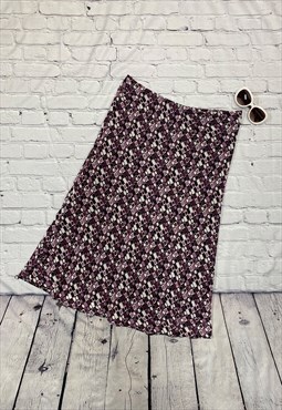 Y2K Purple Patterned Skirt Size 18